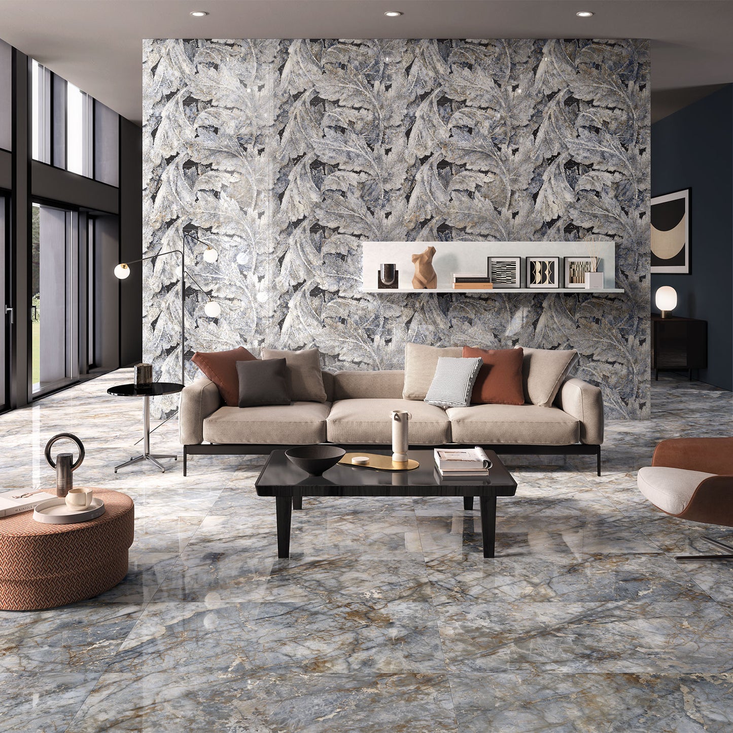 Marmo Revolution Blu Ande Onyx Effect Wall & Floor Porcelain Tile