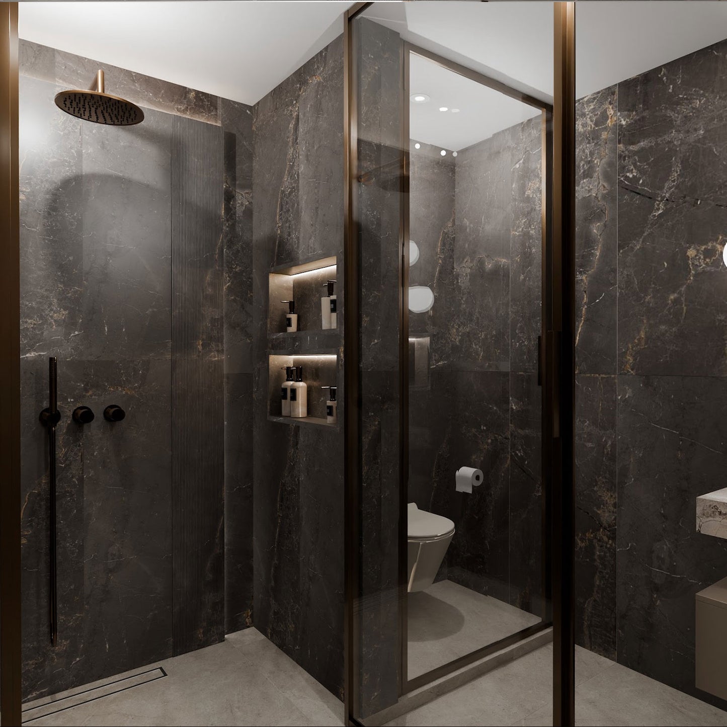 Ovvio Charme Black Marble Effect Matt Finish Porcelain Tile