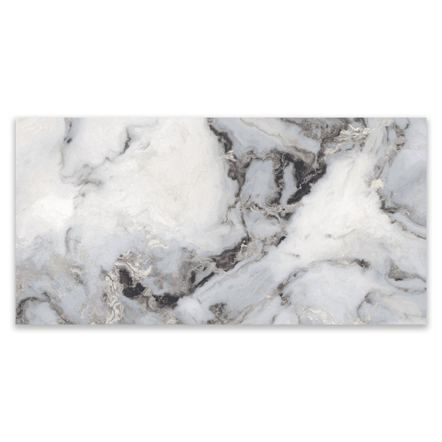 Exotica Sky White and Silver Marble Effect Polished Porcelain Tile (Sample)