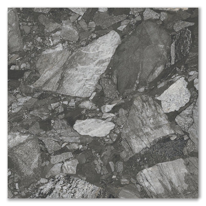 Exquisite Stone River Black Terrazo Effect Porcelain Tile (Sample)