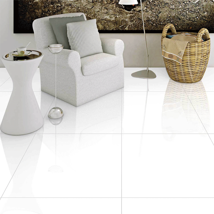 Extreme Super Pure White Large Format Polished Porcelain Floor Tile