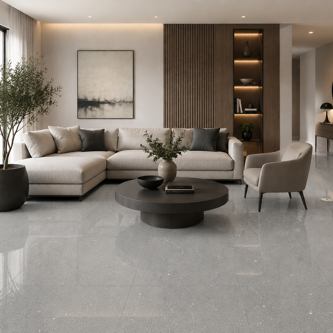 Light Grey Quartz Stardust Premium Floor Tile
