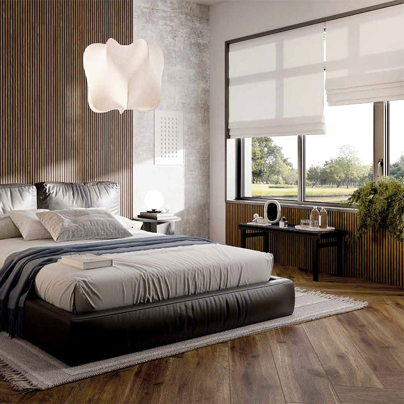 Maverick Canne Nut Black Wooden Slat Effect Porcelain Tile (Sample)