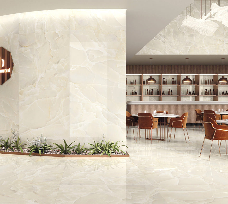 Prestige Sable Beige Onyx Effect Polished Porcelain Tile (Sample)