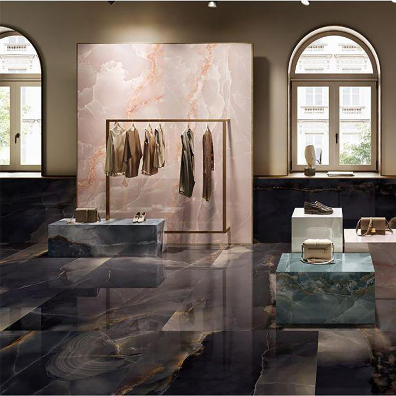 Marmo Onyx Black Polished Porcelain Tile