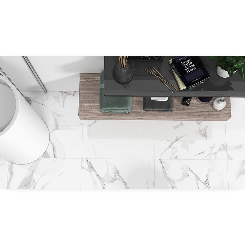 Dazzle Royal Statuario White Marble Effect Semi Polished Porcelain Tile