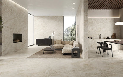 Taj Mahal Modulo Grande Gloss Finish Ivory Cream Porcelain Tile