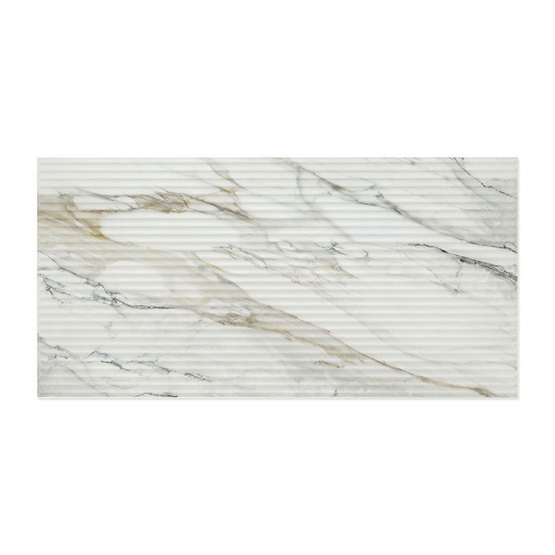 Spektra Fluted Deco White Marble Effect Wall Tile