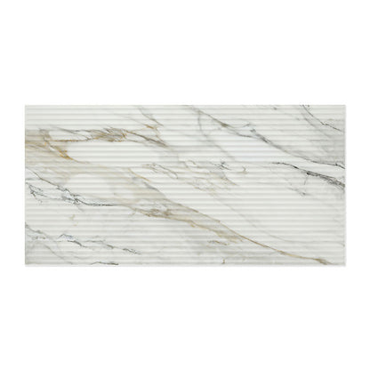 Spektra Fluted Deco White Marble Effect Wall Tile