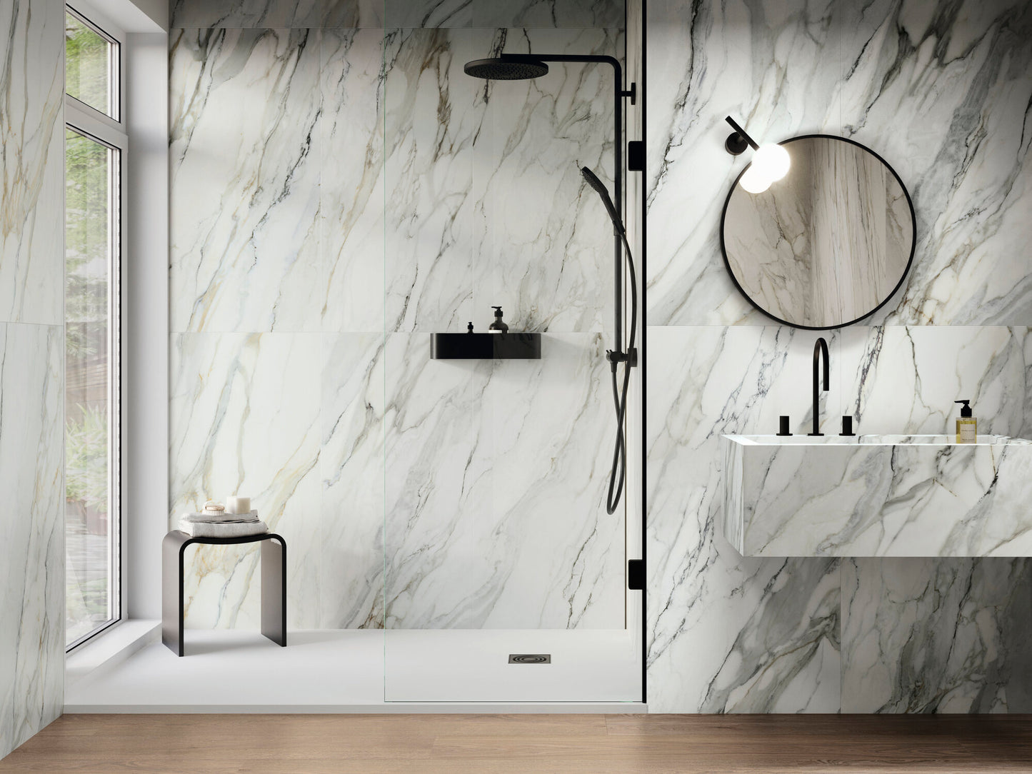 Arabescato Satin Marble Effect Porcelain Wall and Floor Tile 600x1200