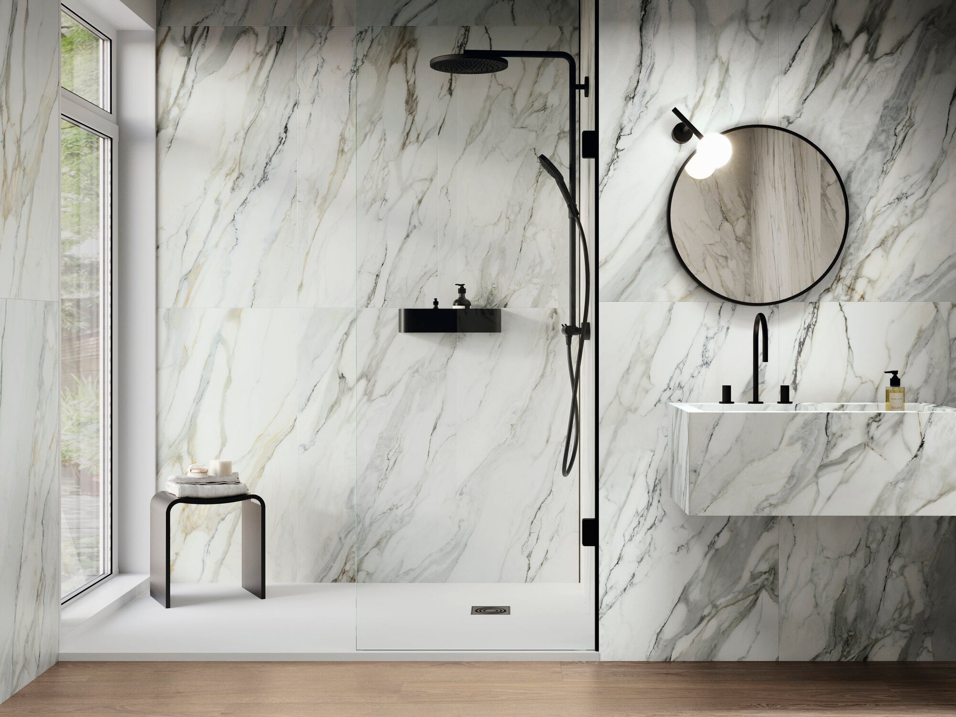 Arabescato Satin Marble Effect Porcelain Wall and Floor Tile 600x1200