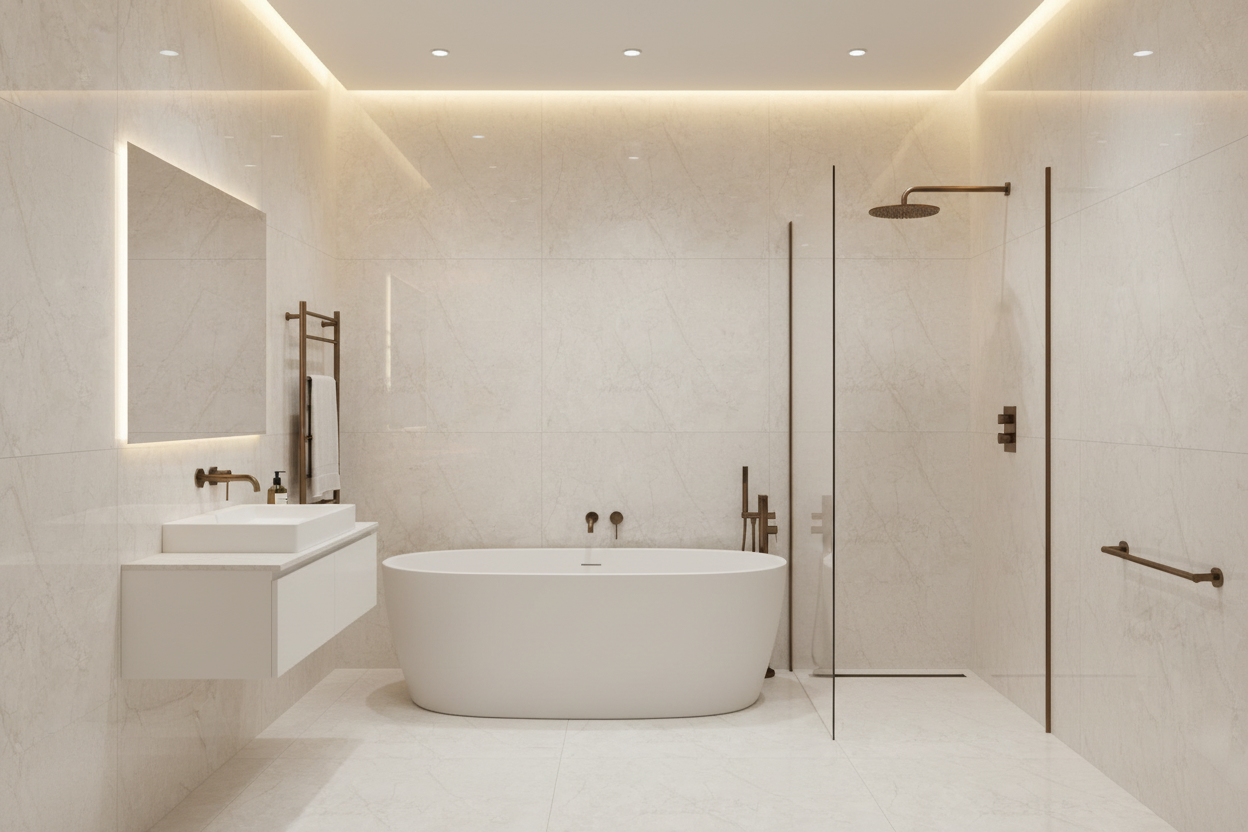 Arrow Bianco Polished Porcelain Marble Stone Effect Tile