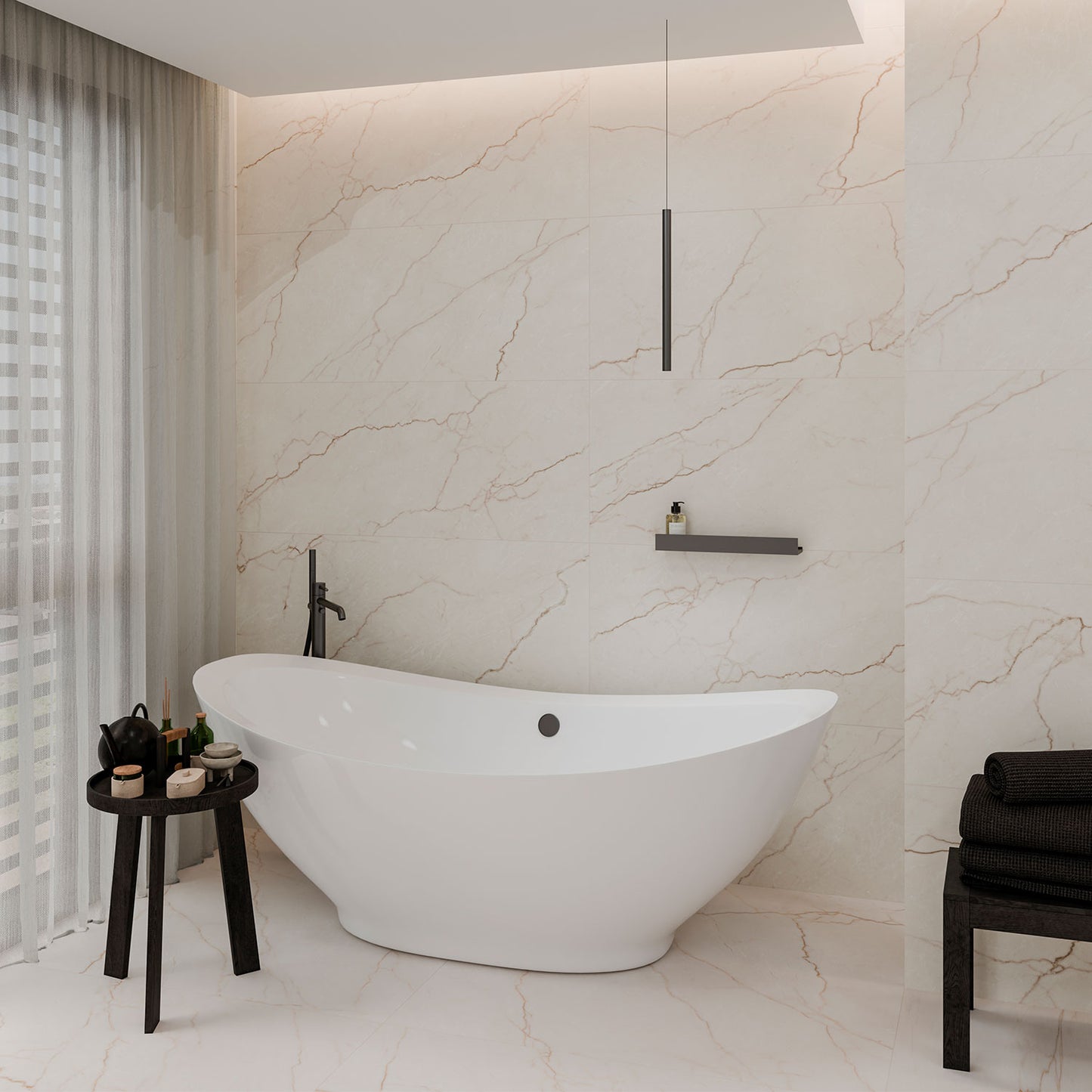 Avorio Cream Marble Effect Matt Finish Porcelain Tile