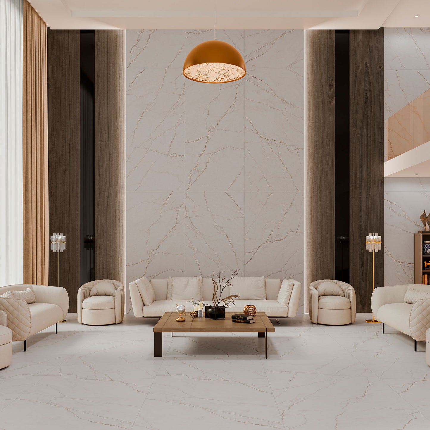 Avorio Cream Marble Effect Matt Finish Porcelain Tile
