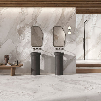 Blend White Matt Finish Marble Effect Porcelain Tile