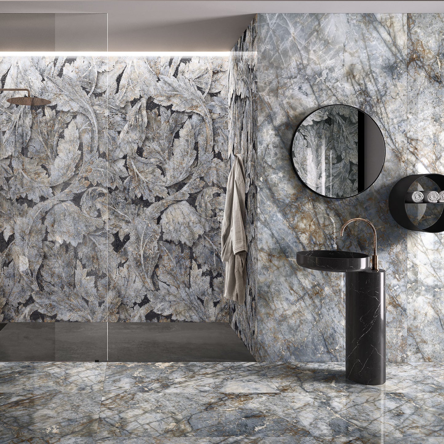 Marmo Revolution Blu Ande Onyx Effect Wall & Floor Porcelain Tile