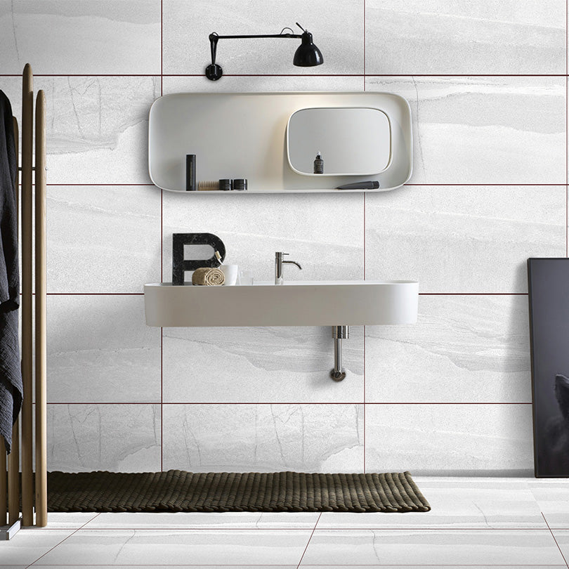 Burlington White Polished Porcelain Wall And Floor Tiles (Sample)