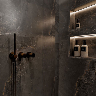 Ovvio Charme Black Marble Effect Matt Finish Porcelain Tile