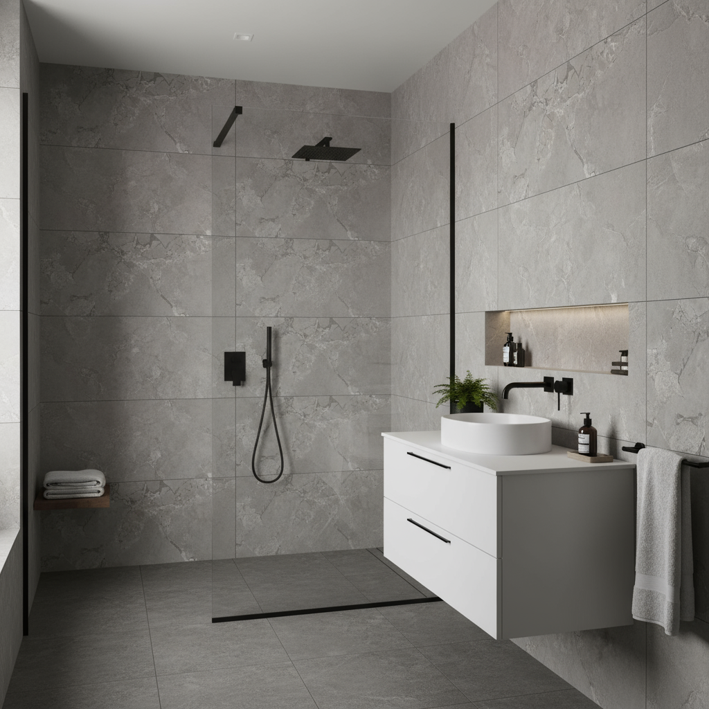 Cobblestone Grey Stone Effect Porcelain Wall & Floor Tile