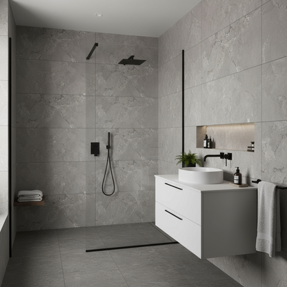 Cobblestone Grey Stone Effect Porcelain Wall & Floor Tile