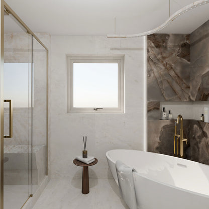 Reve Choco Onyx Effect Polished Porcelain 600x1200 Tile