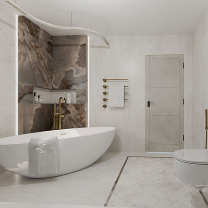 Reve Choco Onyx Effect Polished Porcelain 600x1200 Tile