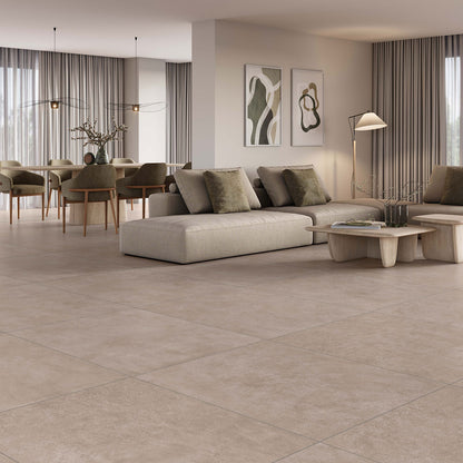 Detroit Taupe Matt Stone Effect Porcelain Tile 100x100
