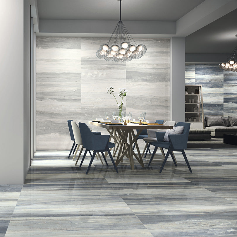 Eminent Parsel Indigo Marble Effect Polished Porcelain Tile (Sample)