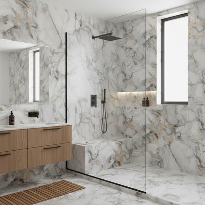 Exotica Sky White and Gold Marble Effect Polished Porcelain Tile