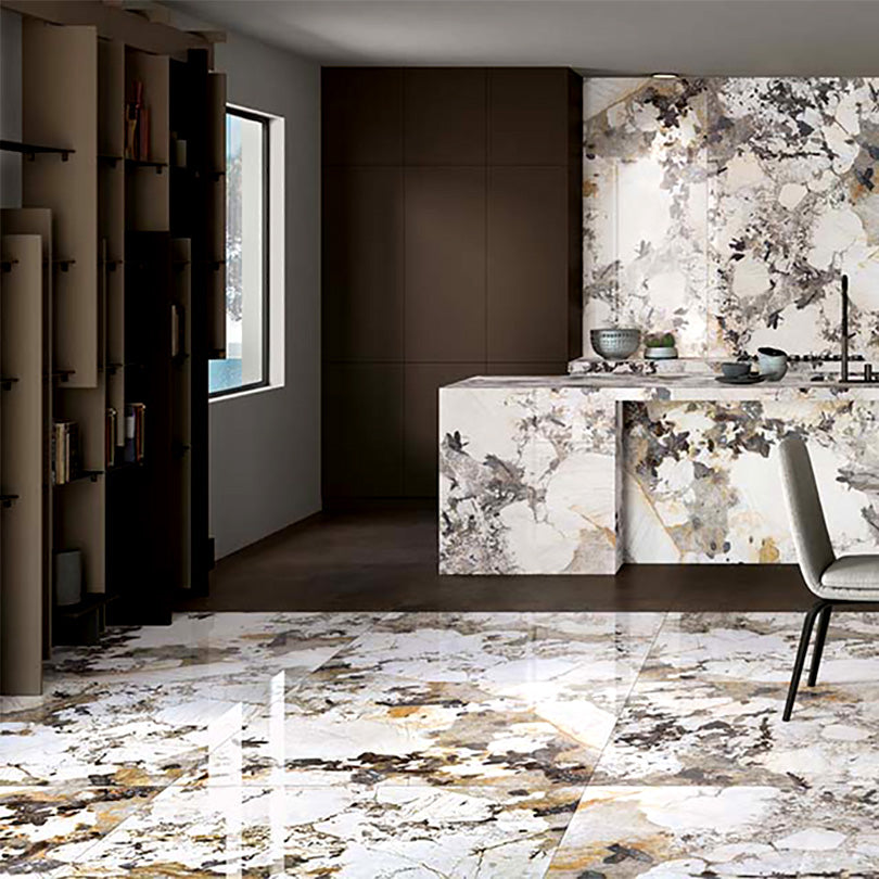 Exotica Patagonia Marble Effect Polished Porcelain Tile (Sample)