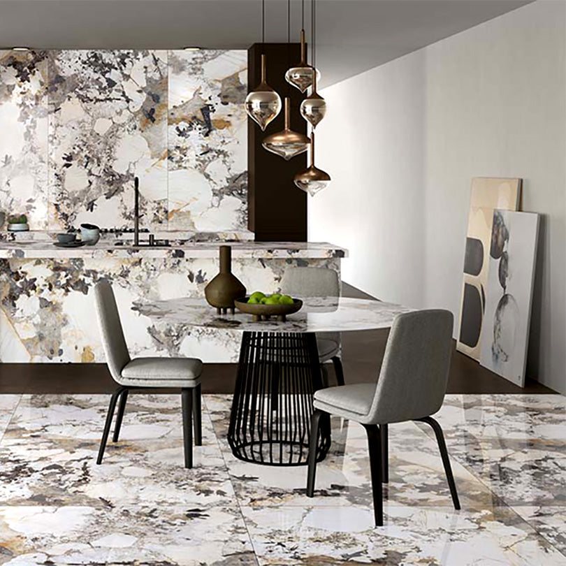 Exotica Patagonia Marble Effect Polished Porcelain Tile (Sample)