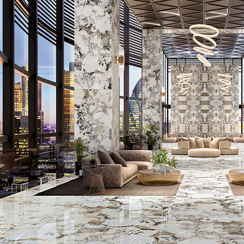 Exotica Patagonia Marble Effect Polished Porcelain Tile (Sample)