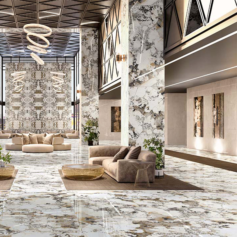 Exotica Patagonia Marble Effect Polished Porcelain Tile (Sample)