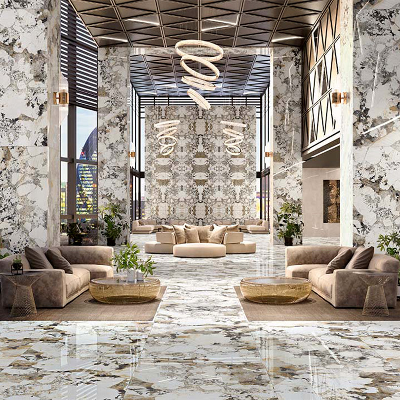 Exotica Patagonia Marble Effect Polished Porcelain Tile (Sample)