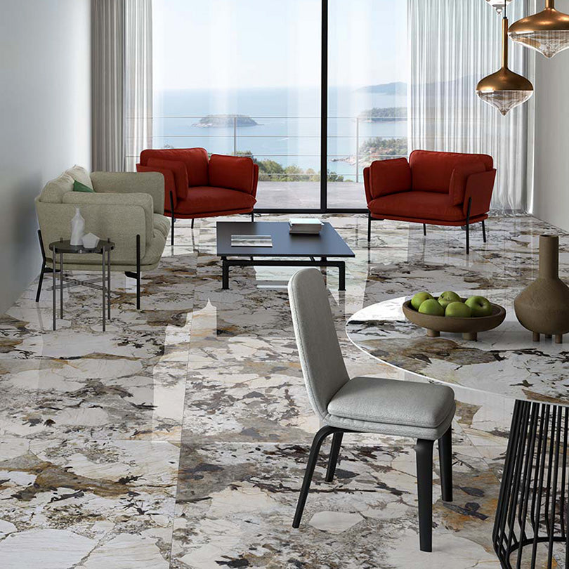 Exotica Patagonia Marble Effect Polished Porcelain Tile (Sample)