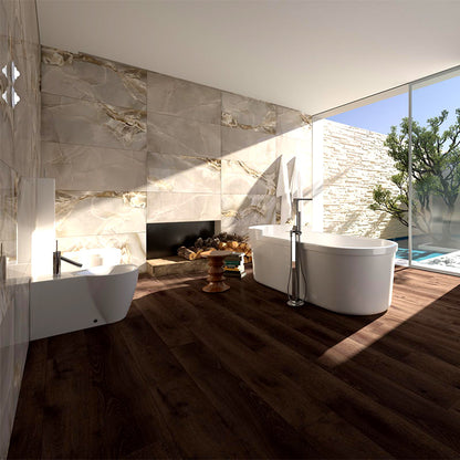 Exotica Selene Cappuccino Marble Effect Polished Porcelain Tile