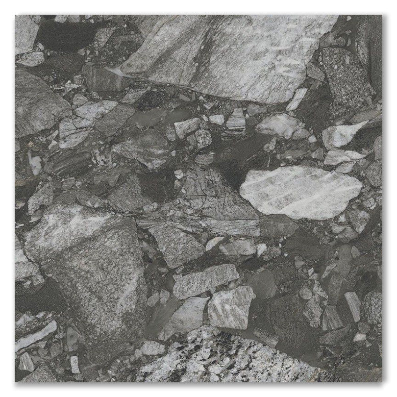 Exquisite Stone River Black Terrazo Effect Porcelain Tile (Sample)