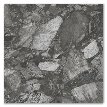 Exquisite Stone River Black Terrazo Effect Porcelain Tile (Sample)