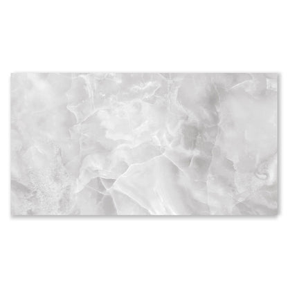 Exuberant Deston White Onyx Marble Effect Polished Porcelain Tiles (Sample)