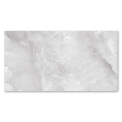 Exuberant Deston White Onyx Marble Effect Polished Porcelain Tiles (Sample)