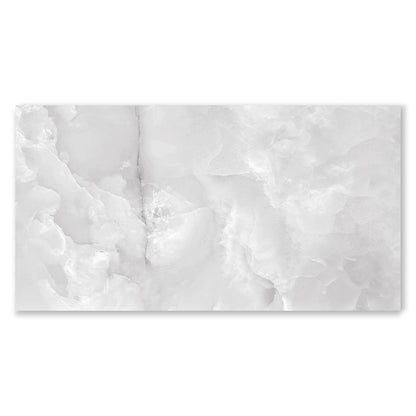 Exuberant Deston White Onyx Marble Effect Polished Porcelain Tiles (Sample)
