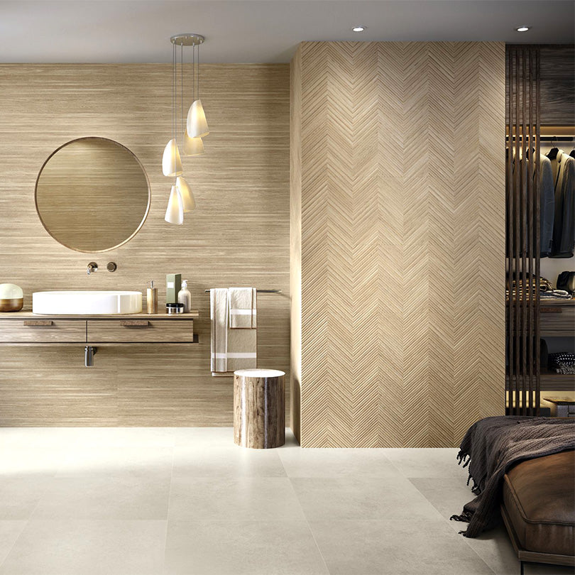 Grandiose Zig Larchwood Alder Ceramic Wood Effect Wall Tile