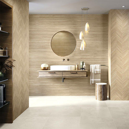 Grandiose Zig Larchwood Alder Ceramic Wood Effect Wall Tile