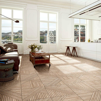 Implico Tangram Wood Oak Matt Finish Porcelain Tiles