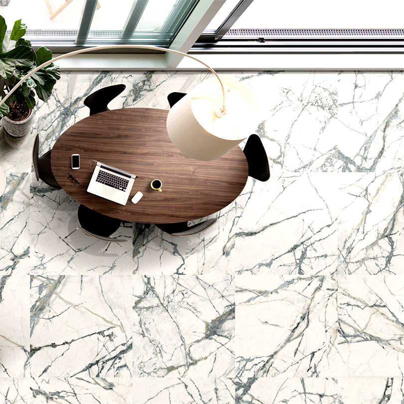 Invisible White Marble Effect Polished Porcelain Tile