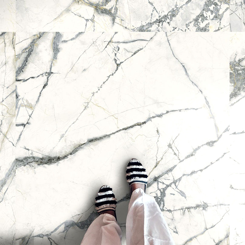 Invisible White Marble Effect Polished Porcelain Tile