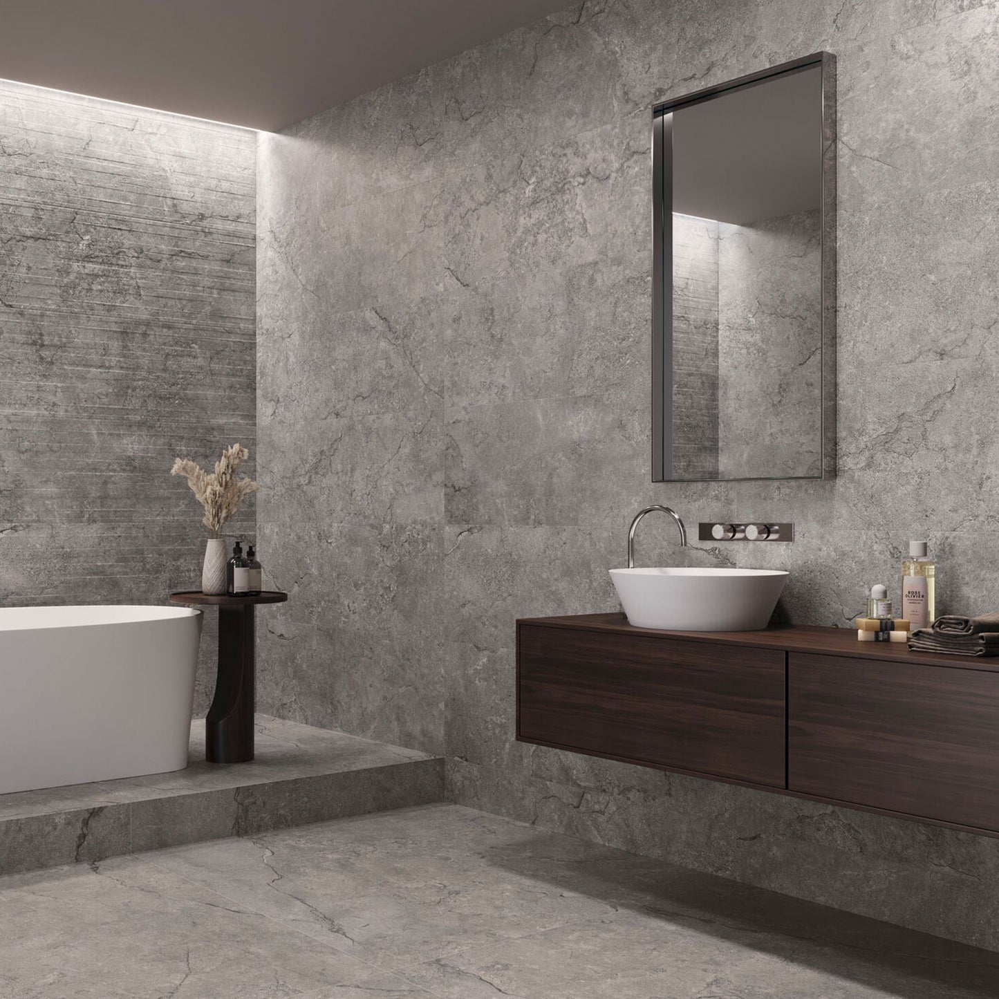Kronos Dark Stone Look Dark Grey Matt Finish Porcelain Wall & Floor Tile