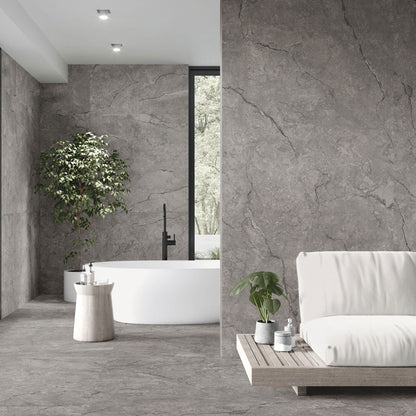 Kronos Dark Stone Look Dark Grey Matt Finish Porcelain Wall & Floor Tile
