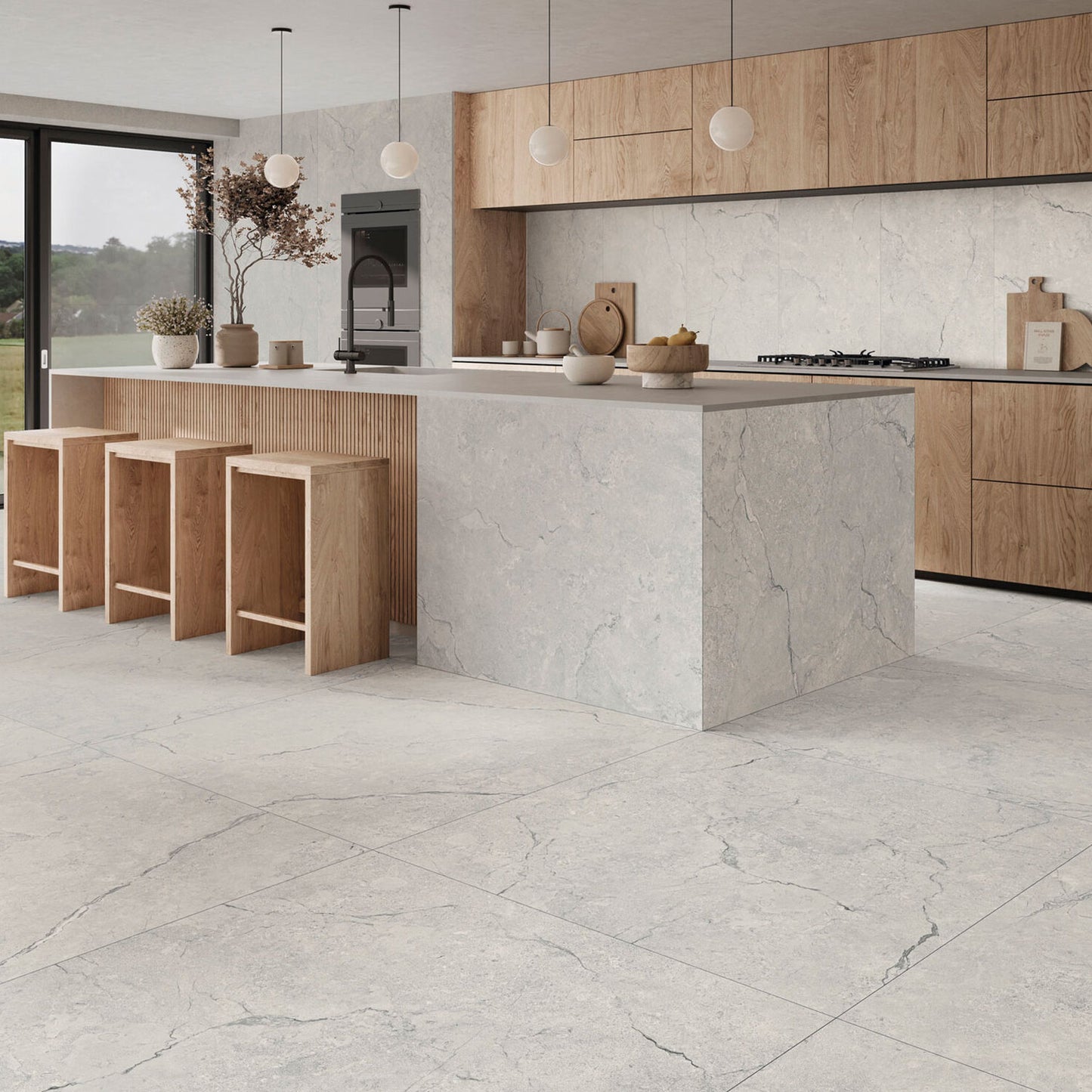 Kronos Silver Grey Stone Look Matt Finish Porcelain Wall & Floor Tile