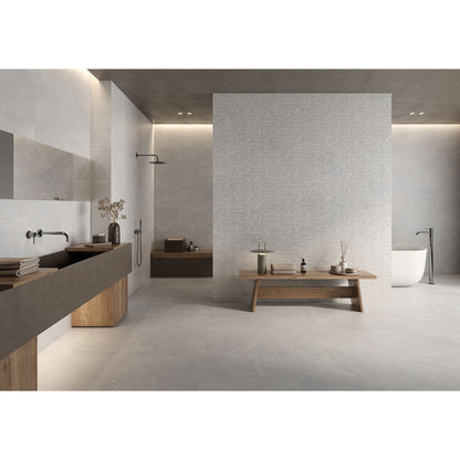 Masaya White Matt Stone Effect Wall & Floor Porcelain Tile
